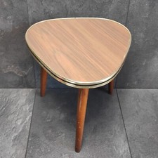 Mid Century Kidney Table Brown 50s 60s Floral Stool Vintage Table Approx 28.5cm Size