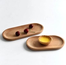 Mini Wooden Oval Tray for Jewelry Key Coin Dessert Cup Small Cheese Plate
