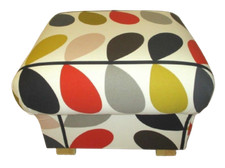Storage Footstool Orla Kiely Multi Stem Tomato Fabric Pouffe Red Mustard Ochre