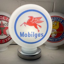 Mobilgas Pegasus Mini Gas Pump Globe with Chrome LED Lamp Base, Globe Light