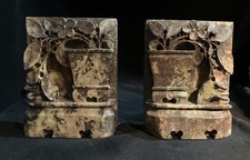 Pair Vintage Chinese Hand Carved Soap Stone, Bookends, 5 1/4" T x 4" Wide