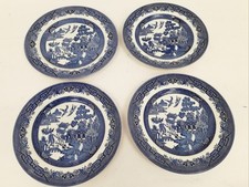 Churchill Blue Willow Plates Set of 4 England Dinnerware 10 Inch