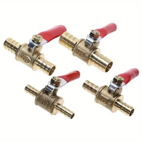 Brass red lever handle - brass,