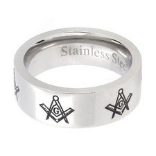 Free Mason Ring - Simple Band Freemasonry Style - Stainless Steel Masonic Rings