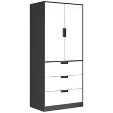 HOMCOM 2 Door Wardrobe with 3 Drawer and Soft Closing Hinge for Bedroom