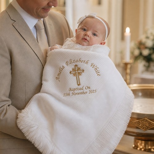 Personalised baptism shawl - personalised,