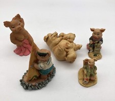 Bundle of 5 Resin Pig Ornaments 1 x Academy 4 x Unbranded