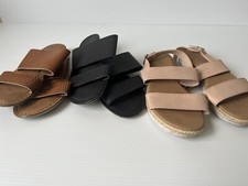 Rubi Bulk Lot Of 3 Slip On Sandals Size 6 Flat Black Brown Pink Flip Flops