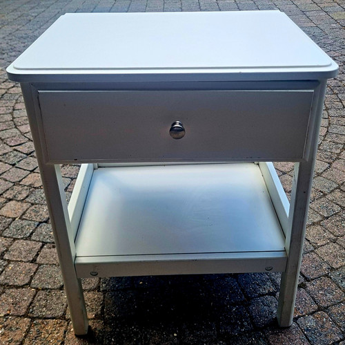 Ikea white wood bedside table - ikea,