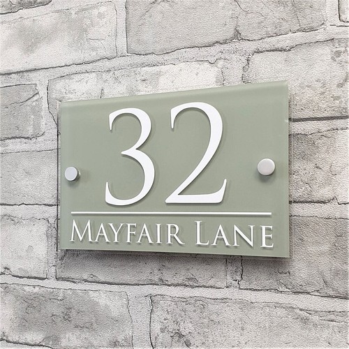 Sage green house number signs - number,