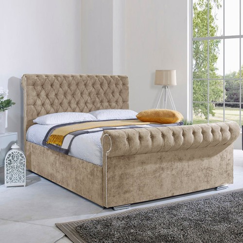 Sleigh scroll bed frame plush - sleigh,
