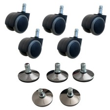 5 Pcs New Replacement Castor Wheels Office Chair Caster 50mm 11mm FREE 5 glides