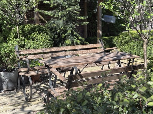 Antique iron garden benches - iron, &