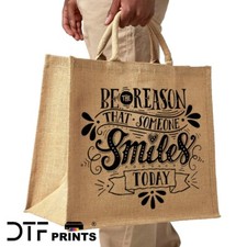 Personalised Jumbo Jute Shopper Bag Custom Reusable Shopping Carrier Sack Tote