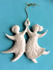 Haviland Limoges 1971 White Porcelain Dancing Boy & Girl Ornament