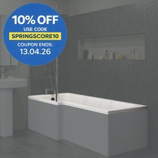 1600mm L Shaped LH Shower Bath