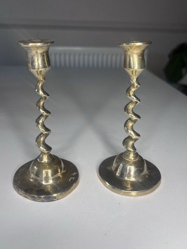 Pair brass open barley - brass,