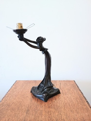 Art nouveau lady lamp bronze - lady,