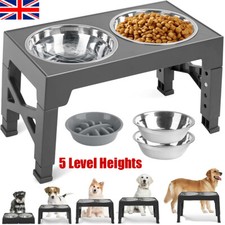 Large Dog Food Feeding Stand Station 5 Levels Height Double Raised Bowls Feeding