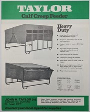 Original Brochure For Taylors Transport Box & Calf Creep Feeder, c 1970's