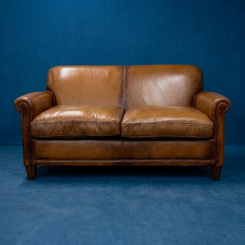 Brown leather seater - brown, 2