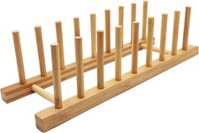 Plate Rack Holder for Kitchen Cupboards Bamboo Wooden Chopping Board Tray Dish
