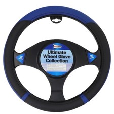 Motor Car Steering wheel Cover Comfort Driving Black Blue Styling + Better Grip
