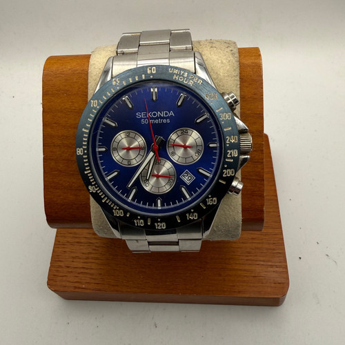 Sekonda blue dial chronograph - sekonda,