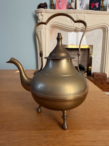 Vintage brass tea pot kettle - vintage,