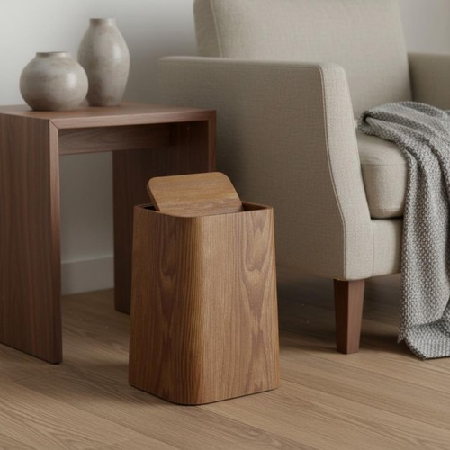 Wood grain trash - trash, can