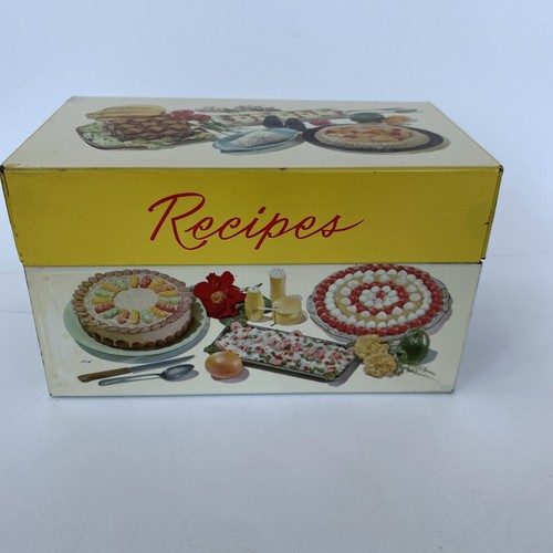 Vintage recipes tin box - vintage, empty