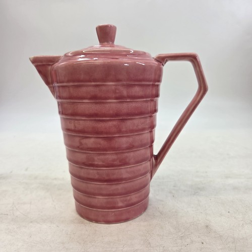 Pink ribbed ceramic coffee - ceramic, pot