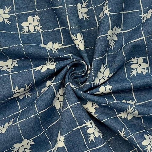 Chameleon flowers denim print - chameleon,