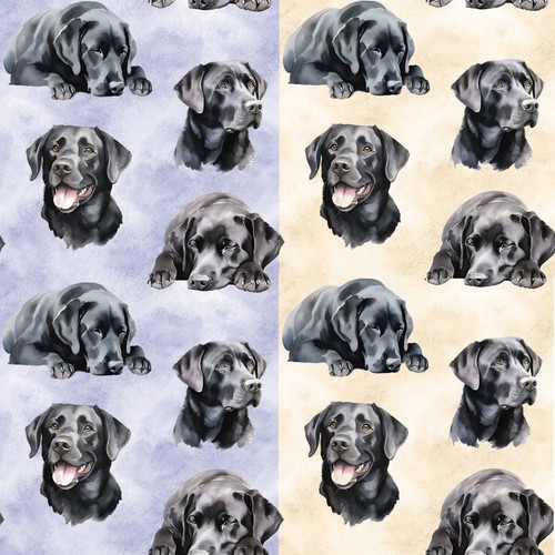 Black labrador dogs fabric - black,