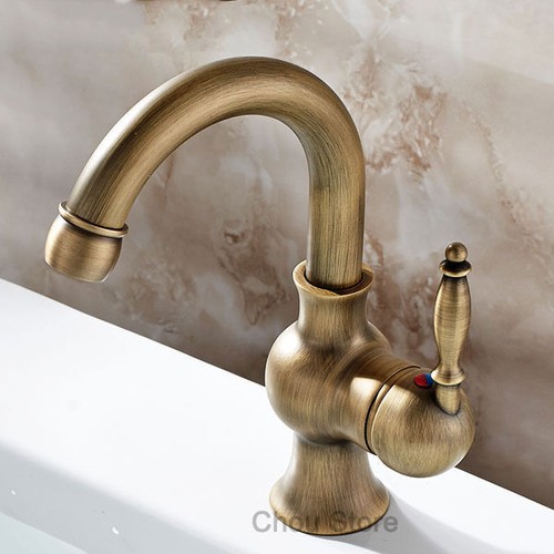 Antique brass bathroom faucet - bathroom,