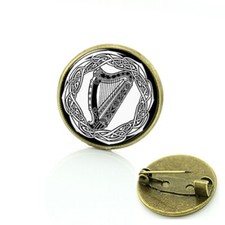 Irish Celtic Harp Music Pin Brooch Button Novelty Gag Gift + Free Gift Bag