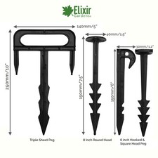 Plastic Ground Cover/Weed Membrane Garden Pegs | 6", 8", Hooked Peg & Triple Peg