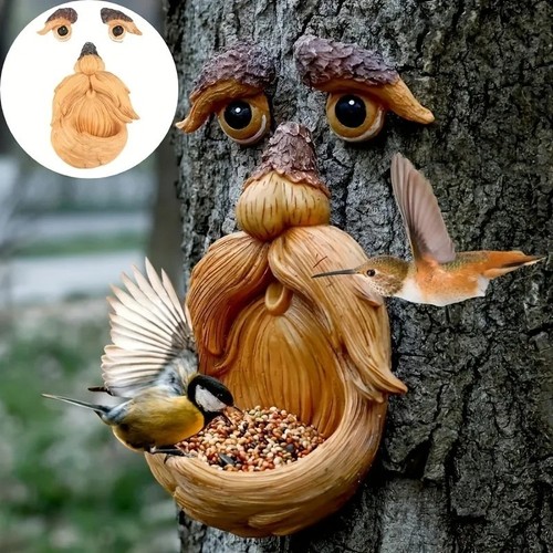 Tree face decor bird feeder - decor,