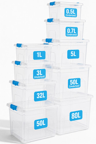 Clear plastic storage box - clear,