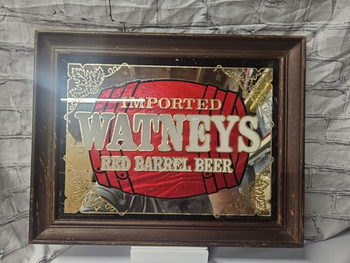 Watneys red barrel beer mirror - red,