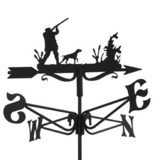 Man Shotgun Dog Weather Vane Steel Black Roof Shed Decoration Wind Direction