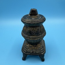 Vintage Pot Belly Cast Iron Stove Coin Piggy Bank Collectable 1970s