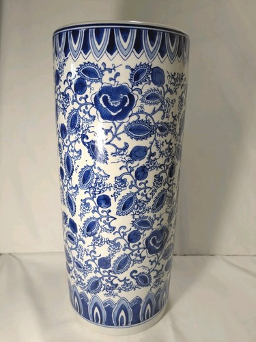 Blue and white umbrella stand - umbrella,