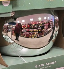 Giant Silver Christmas Bauble 40cm Shatterproof Tree Ornament Indoor Festive 