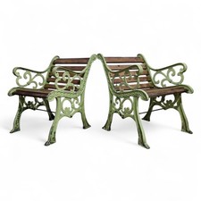 Pair Cast Iron Garden Benches