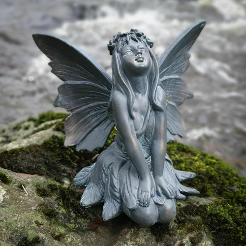 Flower fairy statue bronze - fairy,