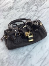 Chloe Paddington Leather Brown Handbag With Gold Padlock Key