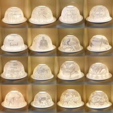 Nordic Lights Bone Porcelain Tea Light Candle Holder Shade With Plate Gift Boxed