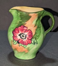 Vintage H&K Tunstall Spring Green Jug Pitcher Hand Painted England 1932-1940