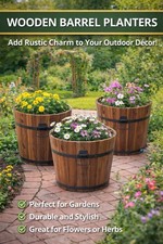 Rustic Wooden Barrel Planter